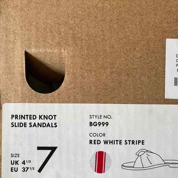 J.Crew Red/ Ivory Stripe Print Knot Slide Sandals, US7 - Picture 8 of 8